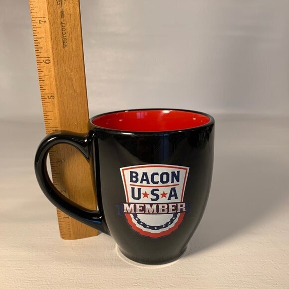 Lehigh Valley Ironpigs "BACON USA MEMBER" Black Coffee Mug Cup Pennsylvania Mugs - Picture 5 of 6